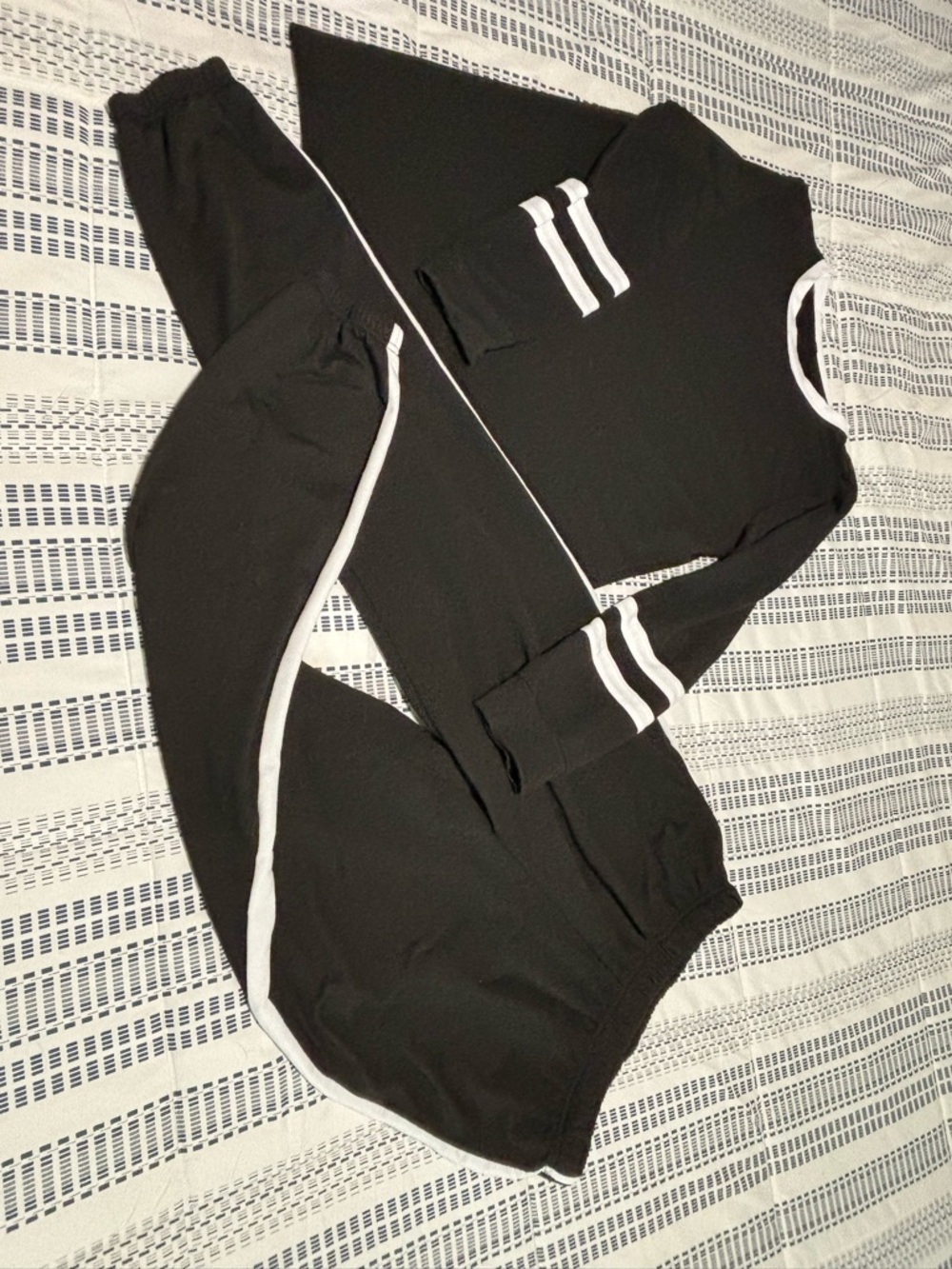 Black Jumpsuit with White Stripe Trim